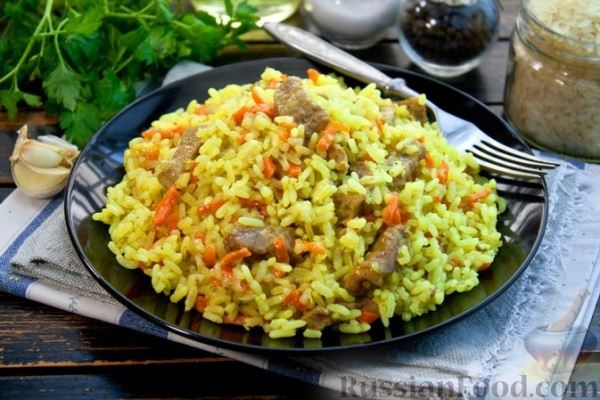 Рис с мясом (в микроволновке)